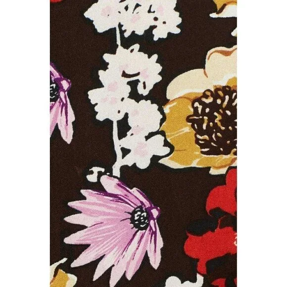 Hinge Women's Pintuck Floral Burgundy Fudge Wild Bouquet Mini Dress Size S - Picture 11 of 16